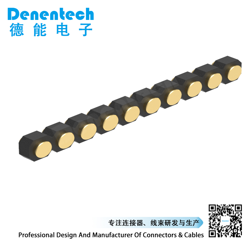 Denentech 2.54MM pogo pin H1.27MM single row female straight SMT spring loaded pcb connector for sale